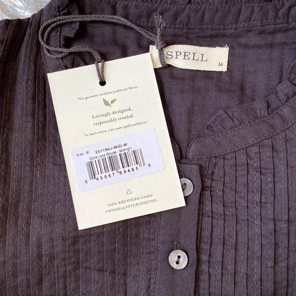NWT Spell Dove Lace 💯Organic Cotton Blouse in Midnight size medium - Picture 10 of 14